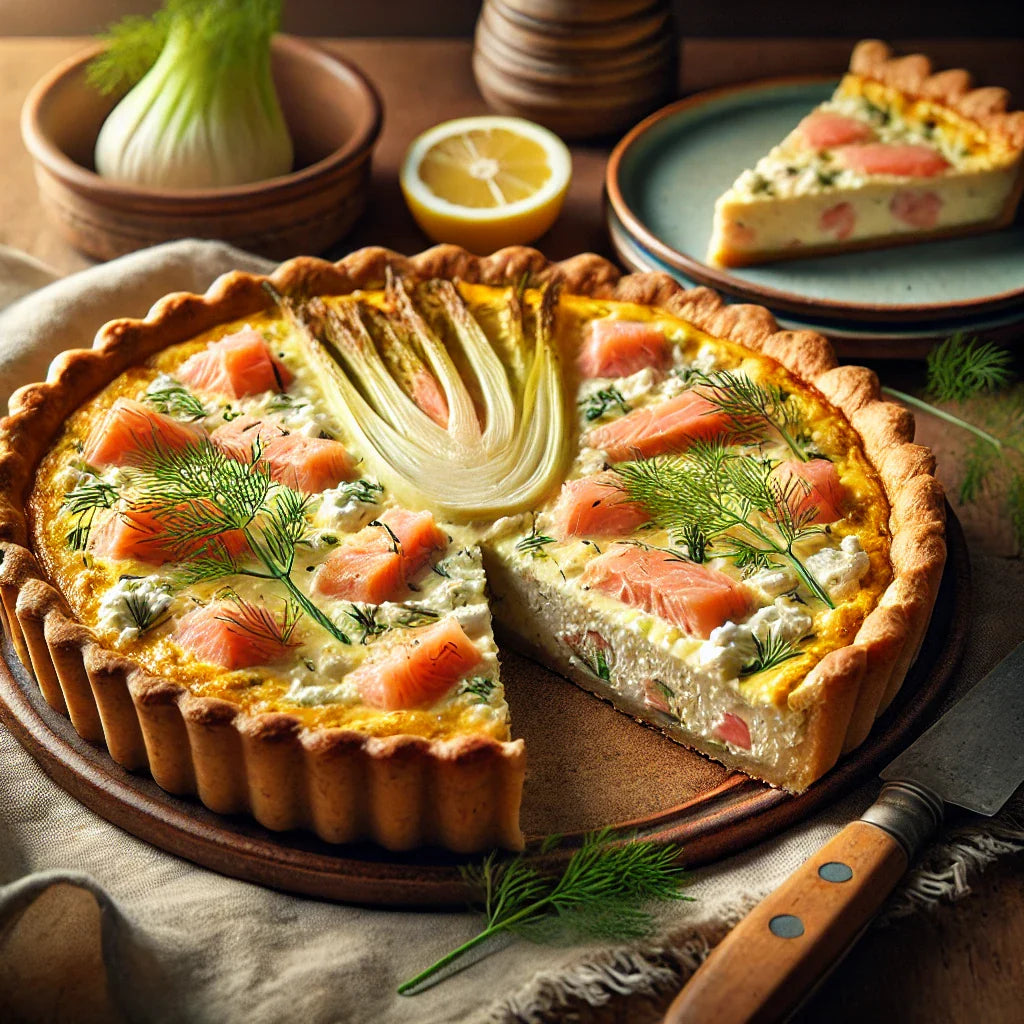 Leckeres Fenchel-Lachs-Quiche Rezept für 12 Portionen 🥧 Leckeres Fenchel-Lachs-Quiche Rezept für 12 Portionen 🥧