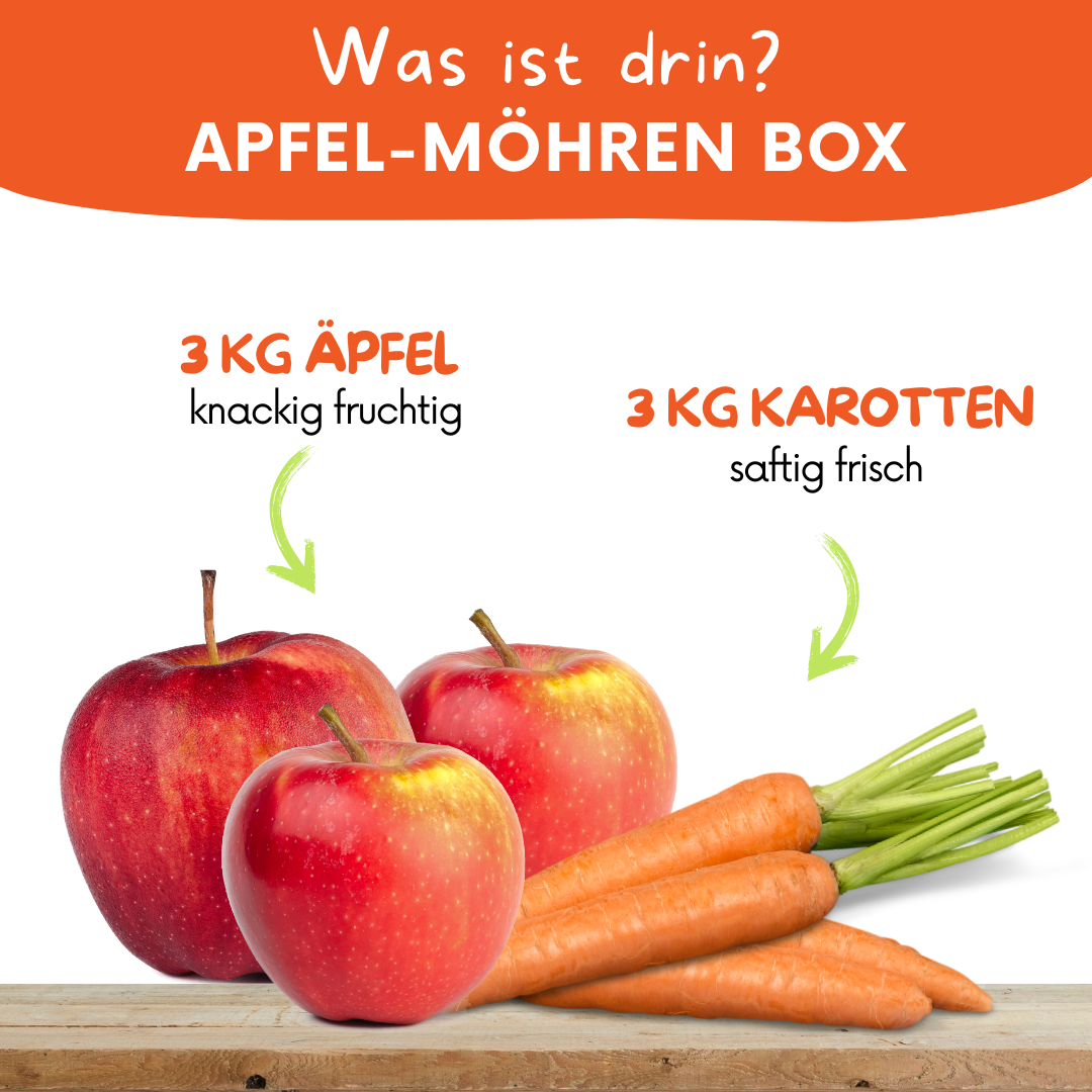 Apfel-Möhren-Box – Frische Äpfel & knackige Karotten für Küche & Stall
