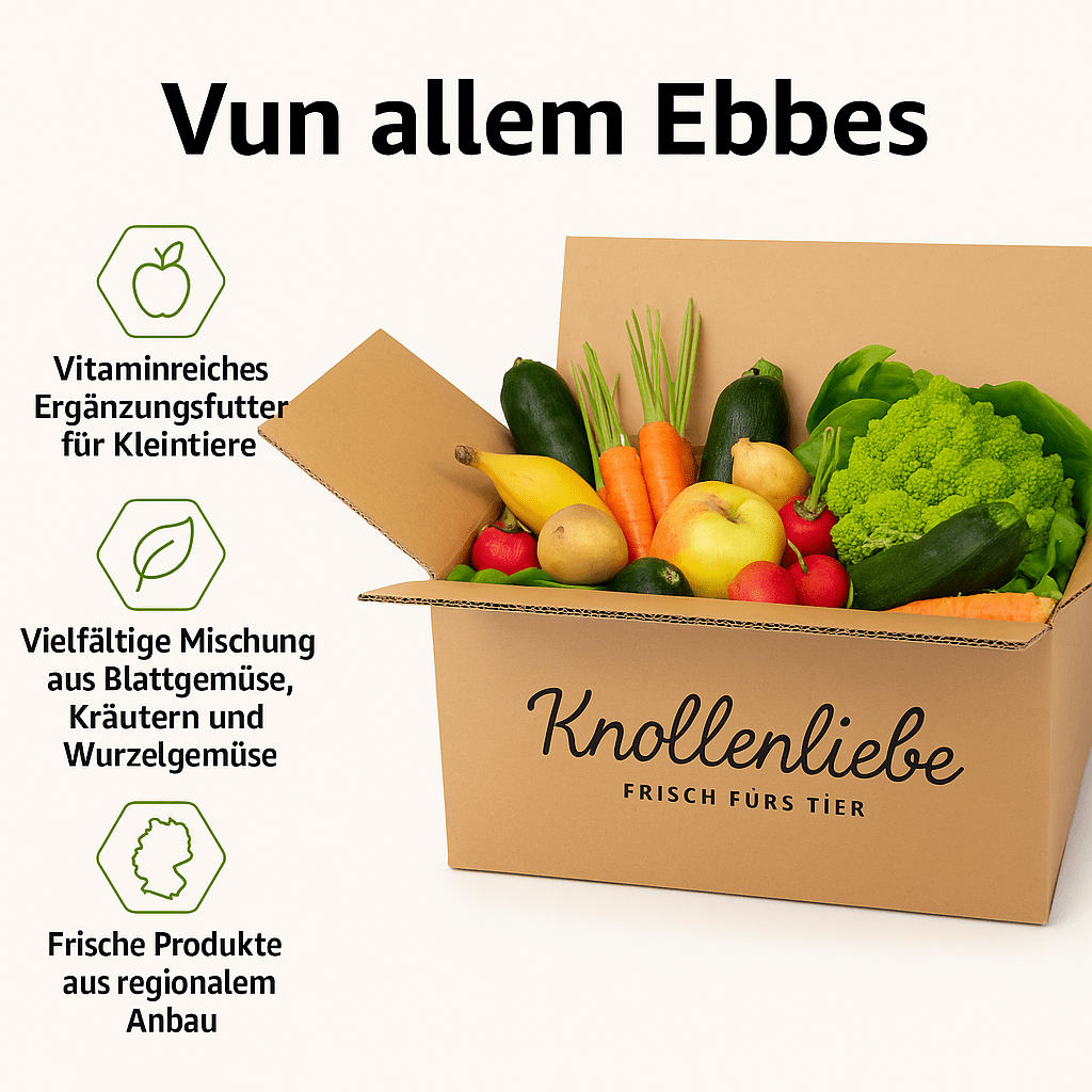 Frische Gemüsemischung für Nager – nachhaltig verpackt in der Knollenliebe Box