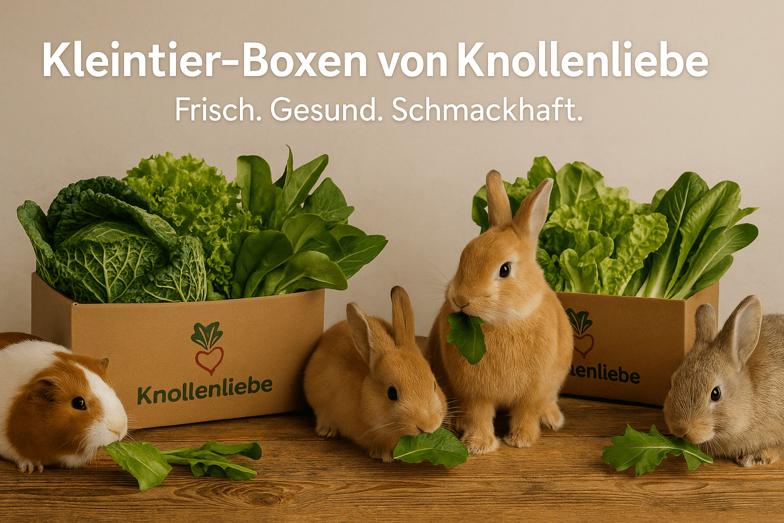 Frisches Frischfutter für Kaninchen und Meerschweinchen in der Knollenliebe Kleintierbox