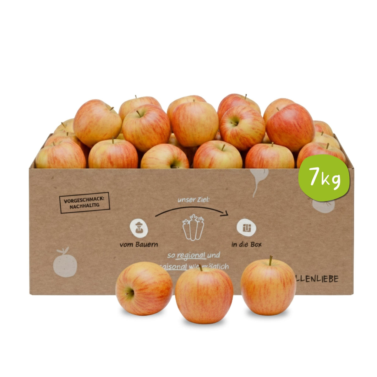 Knollenliebe Pinova Apfel-Box mit 7 Kilo frischen, knackigen Äpfeln aus regionalem und saisonalem Anbau