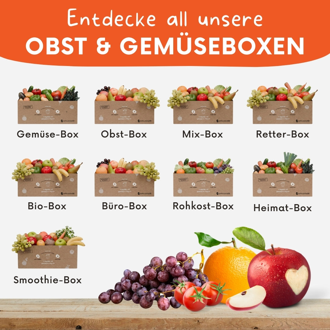 Produktübersicht der frischen und regionalen Obst- und Gemüsekisten von Knollenliebe