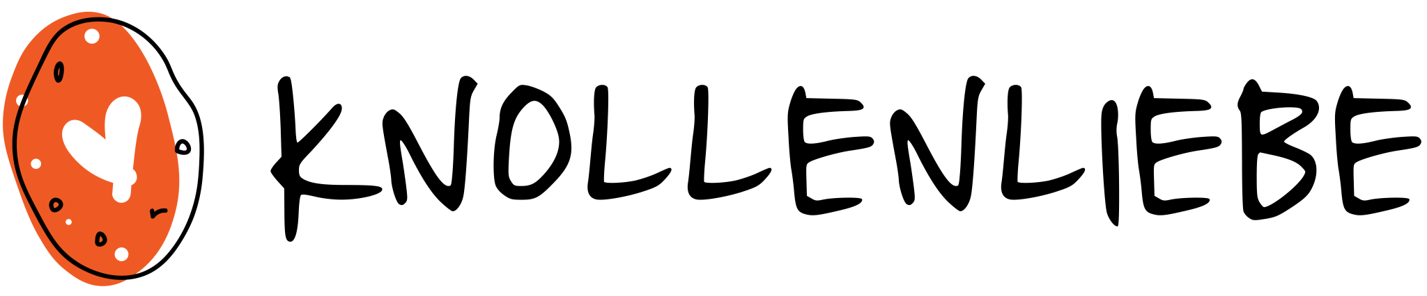 das knollenliebe logo ist in orange schön dargestellt.