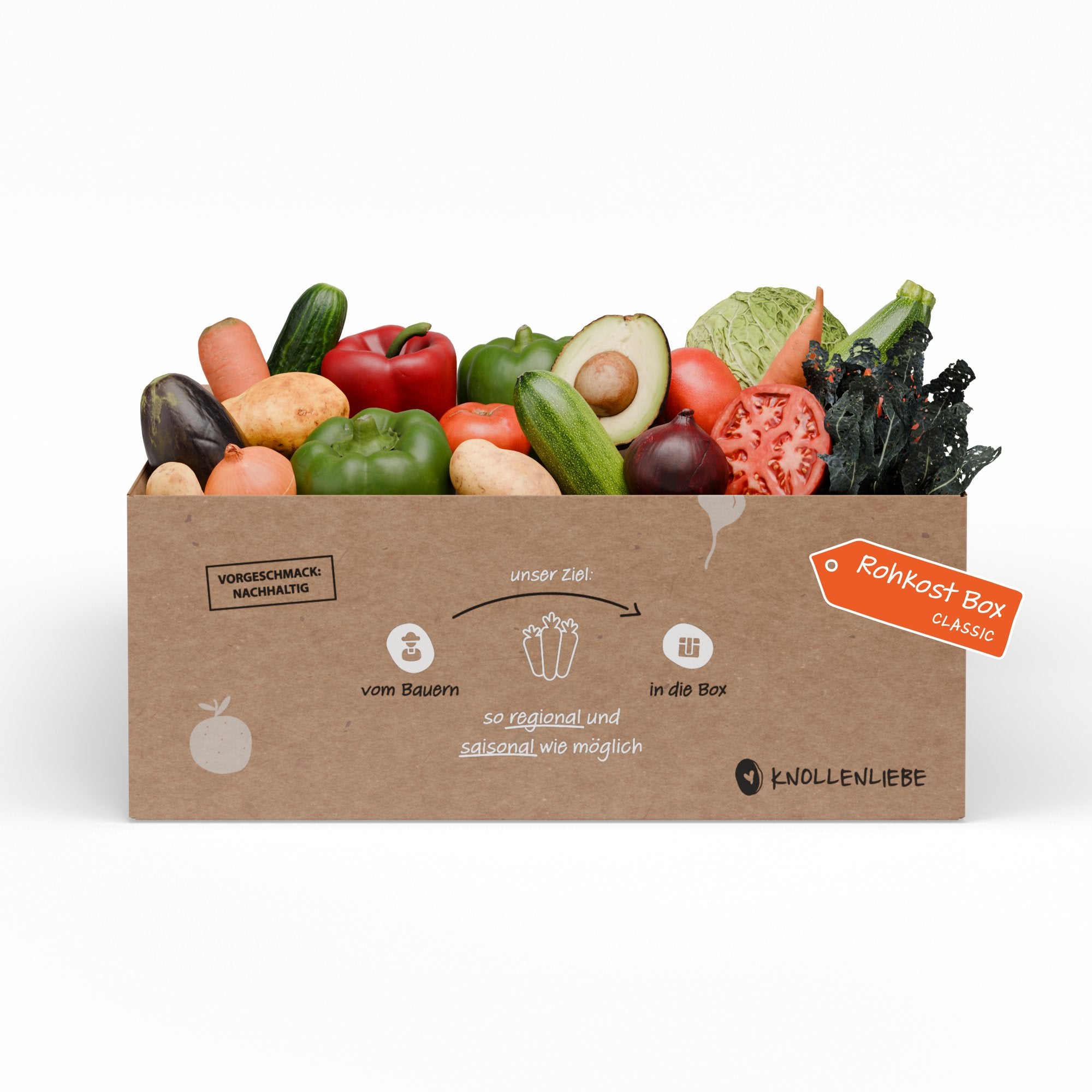 Rohkostbox Classic von Knollenliebe mit frischem Obst und Gemüse zum Rohverzehr