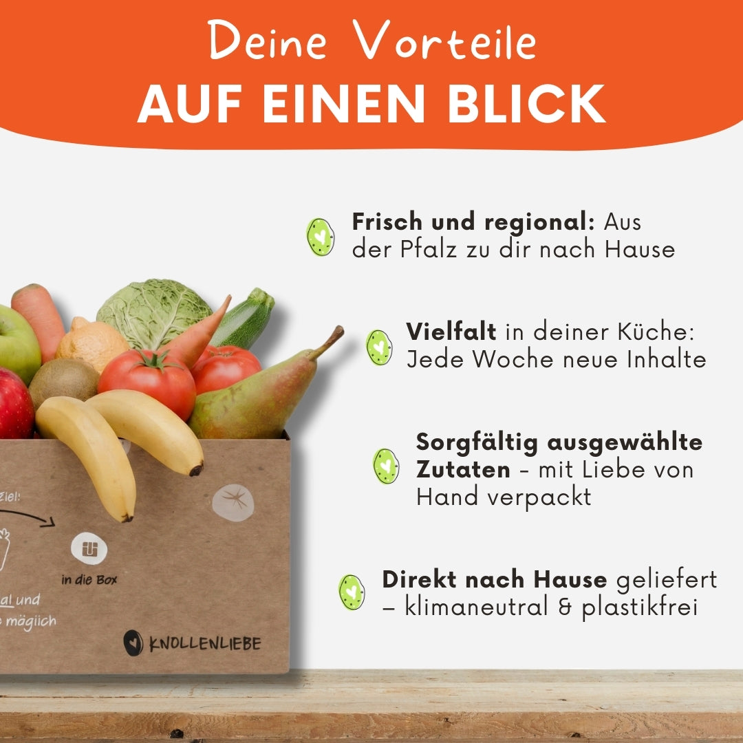 Grafische Darstellung der Vorteile einer Mix-Box von Knollenliebe