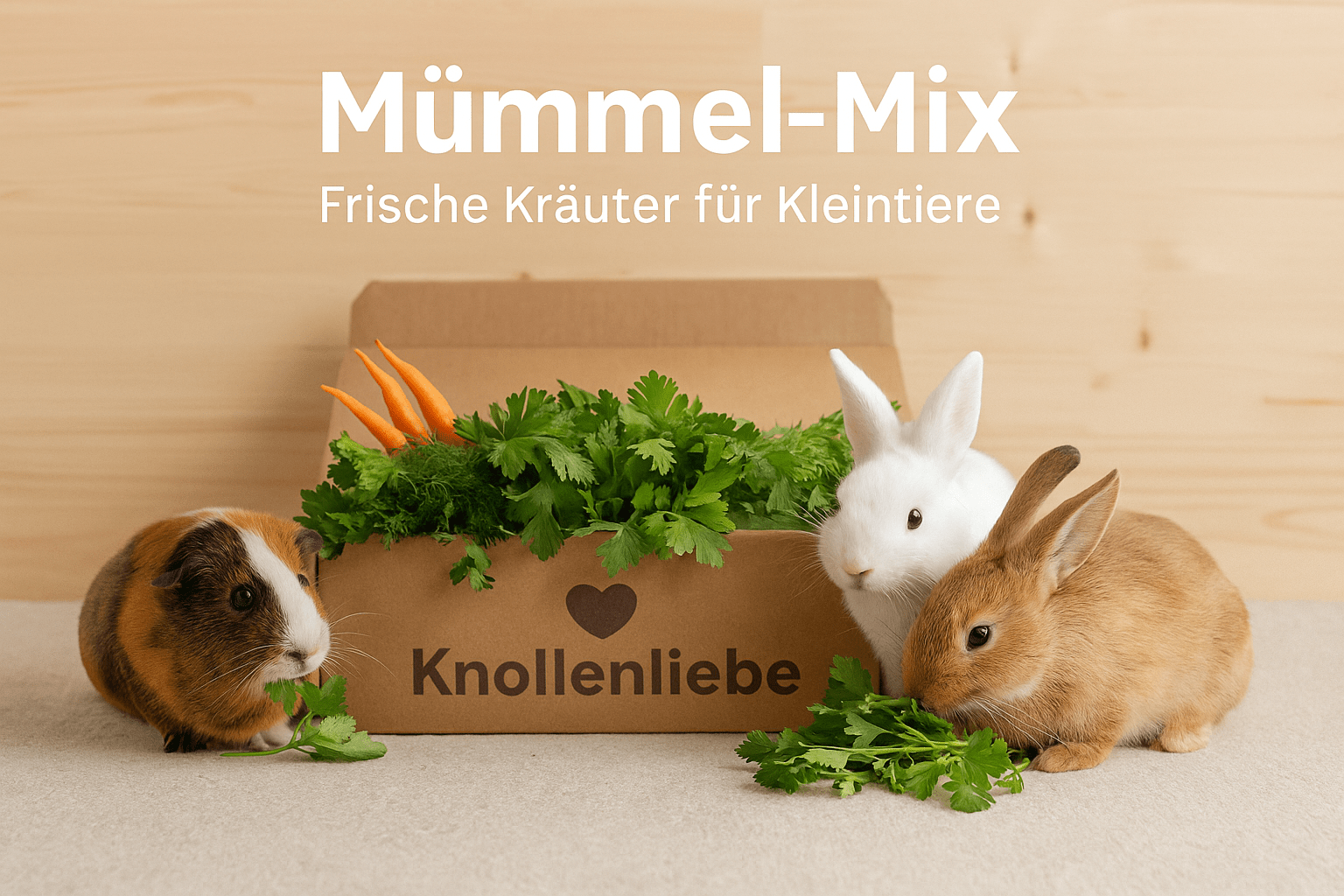 Gesunde Fütterung für Kleintiere mit der Mümmel-Mix Kräuterbox von Knollenliebe