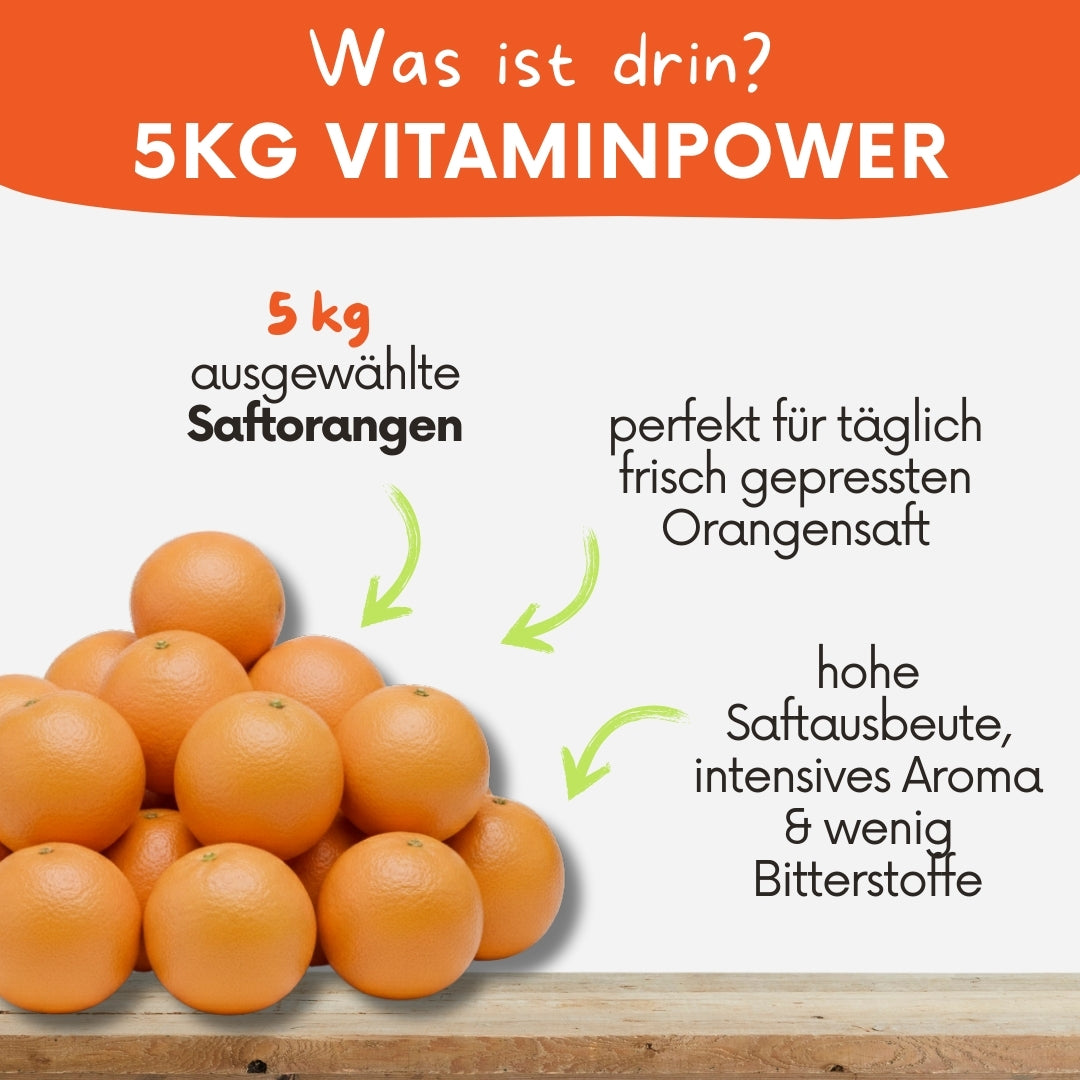 Saftorangen-Box – perfekt für frisch gepressten Orangensaft