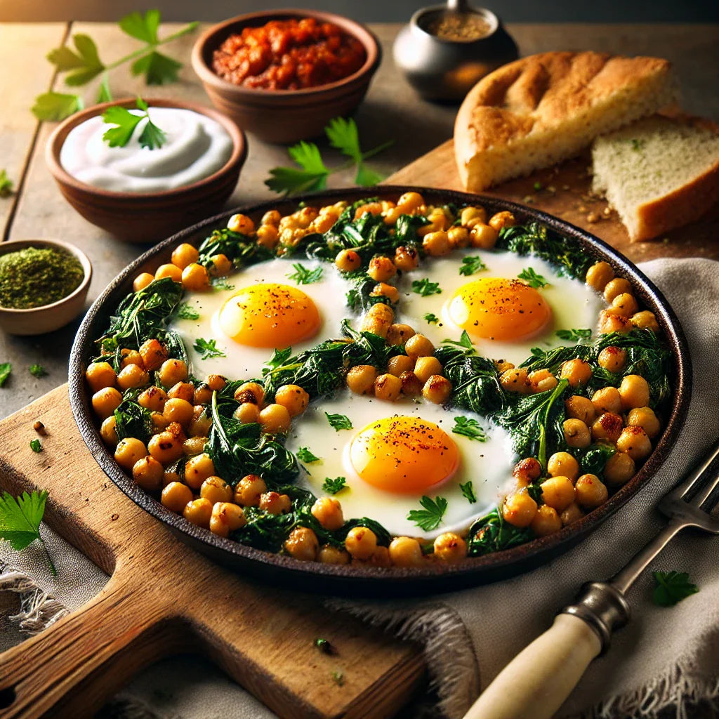 Wunderbares Rezept: Kichererbsenpfanne mit Spinat und Ajvar 🥘 Wunderbares Rezept: Kichererbsenpfanne mit Spinat und Ajvar 🥘