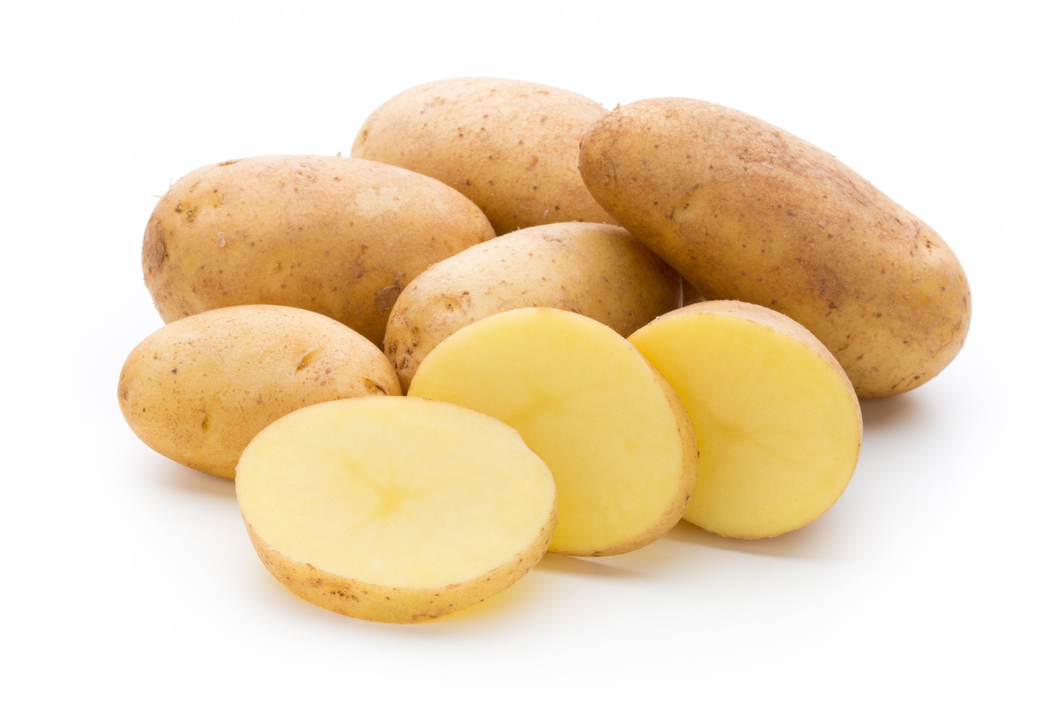 Diese Kartoffeln der Sorte "Annabelle" sehen frisch und lecker aus. Regionale Bio-Kartoffeln.