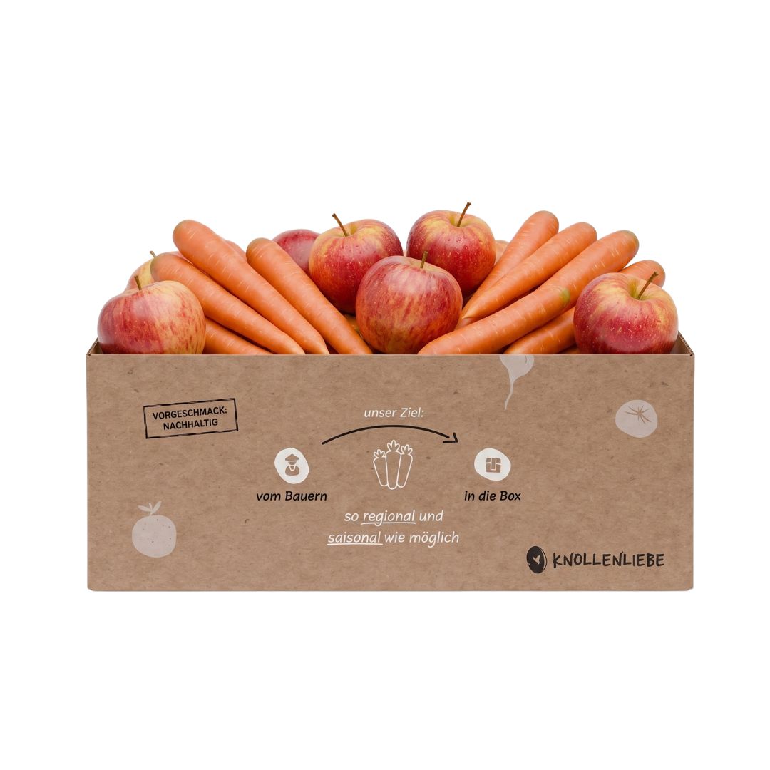 Apfel-Möhren-Box – Frische Äpfel & knackige Karotten für Küche & Stall