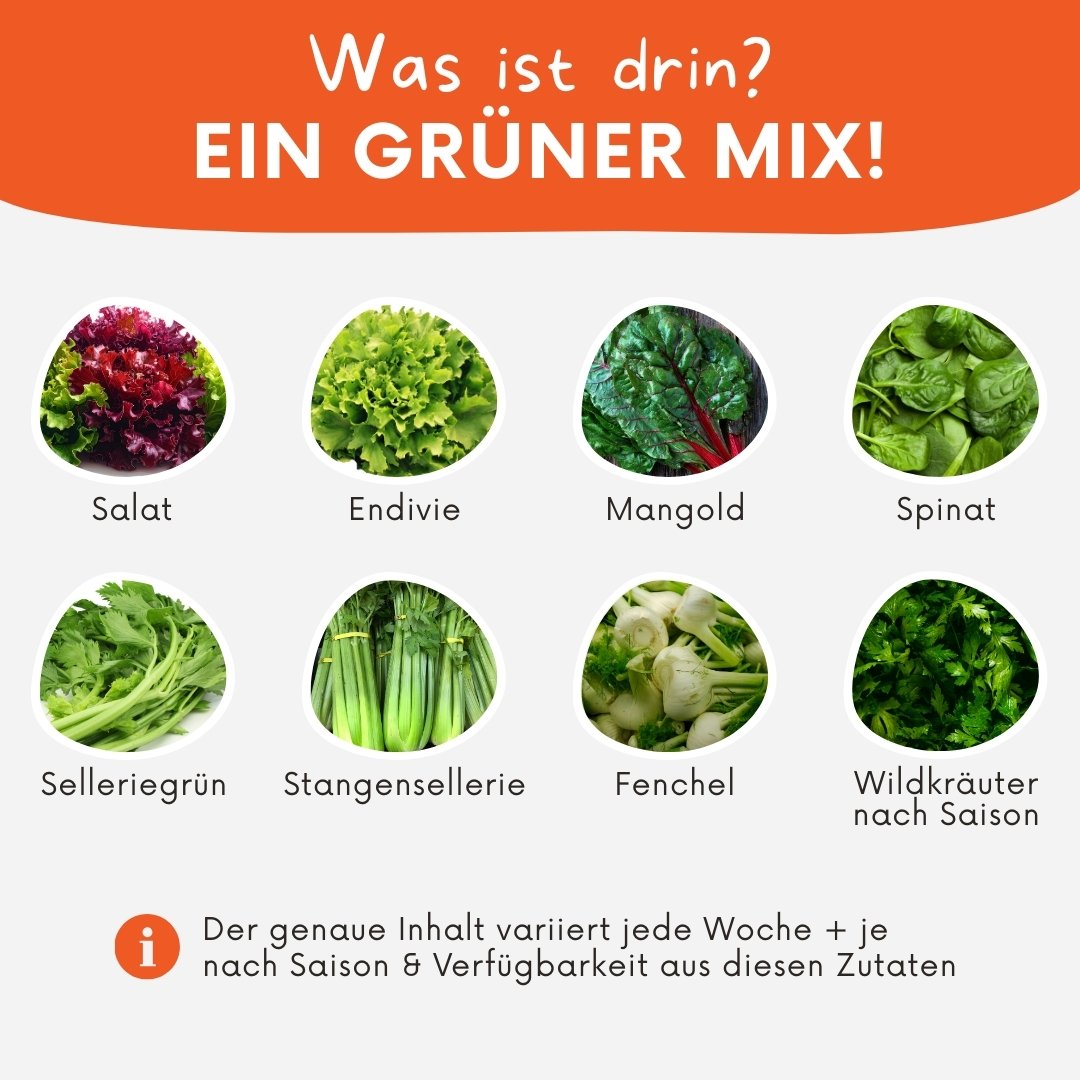Inhaltsliste für die Grünschmaus-Box gefüllt mit Radicchio und Fenchel