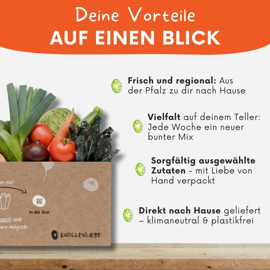 Grafische Darstellung der Vorteile einer Heimat-Box von Knollenliebe