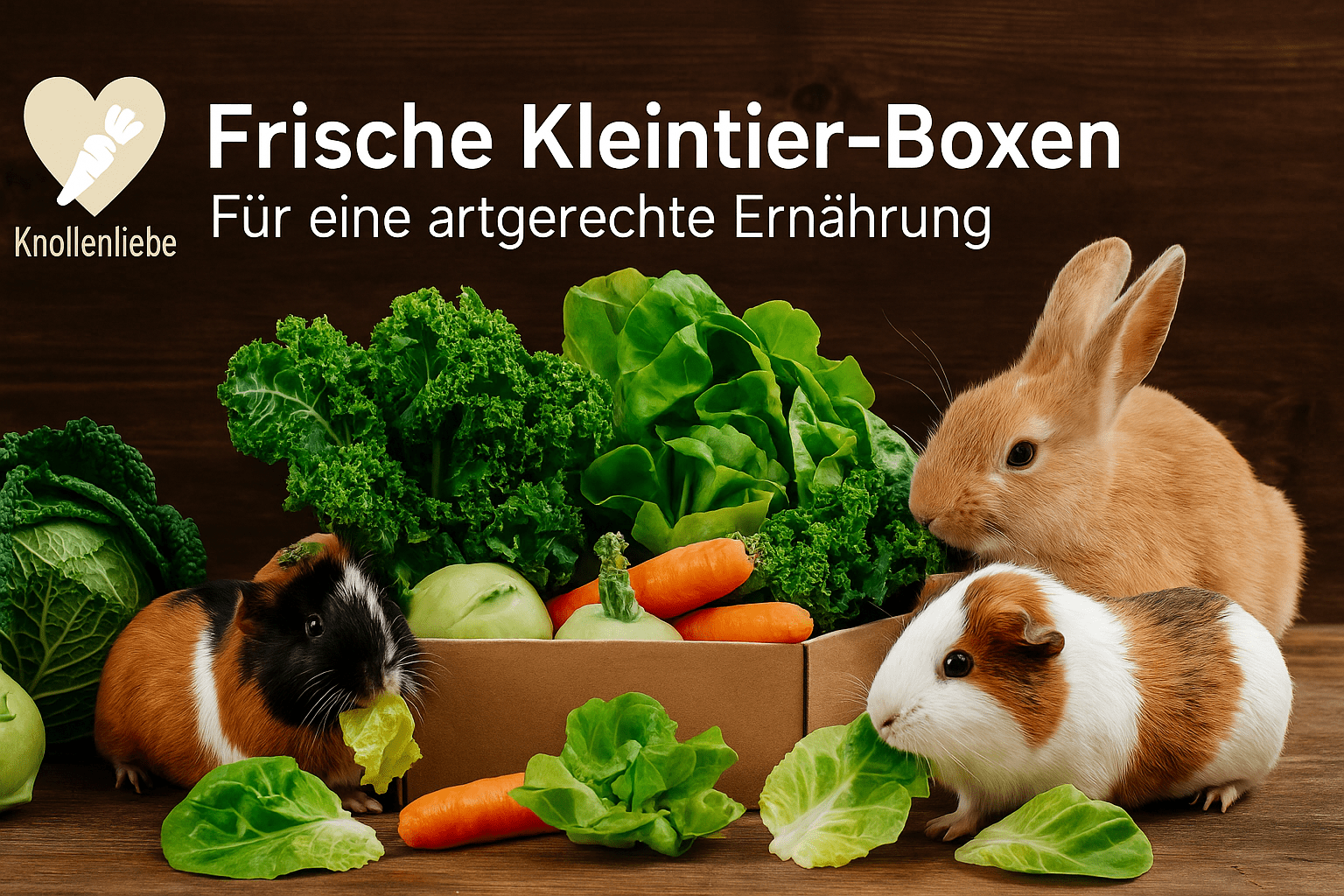 Grünschmaus Box mit frischem Salat und Blattgemüse für Kleintiere von Knollenliebe