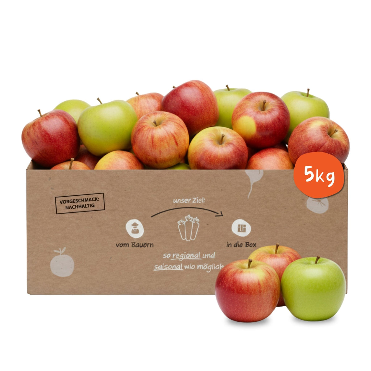Knollenliebe Apfel-Box mit 5 Kilo frischen, knackigen Äpfeln aus regionalem und saisonalem Anbau