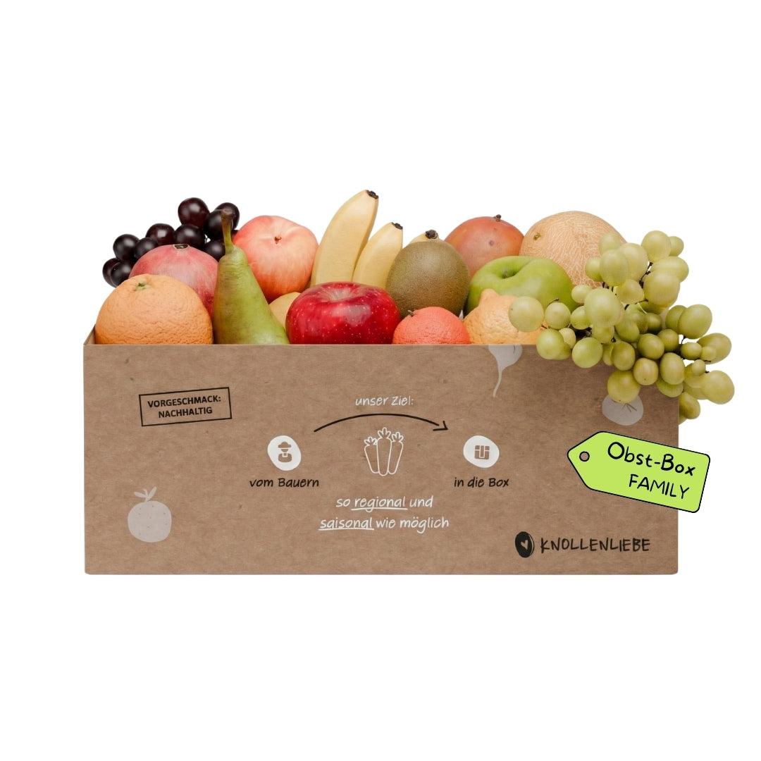 Knollenliebe Obst Box Family – frisches Obst für Familien in großer, abwechslungsreicher Auswahl