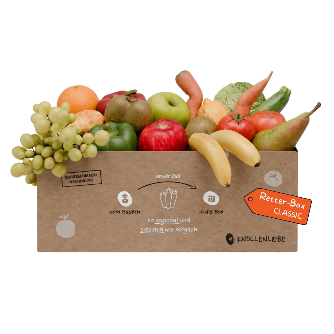 Retterbox Classic von Knollenliebe mit krummem Obst und Gemüse gegen Lebensmittelverschwendung