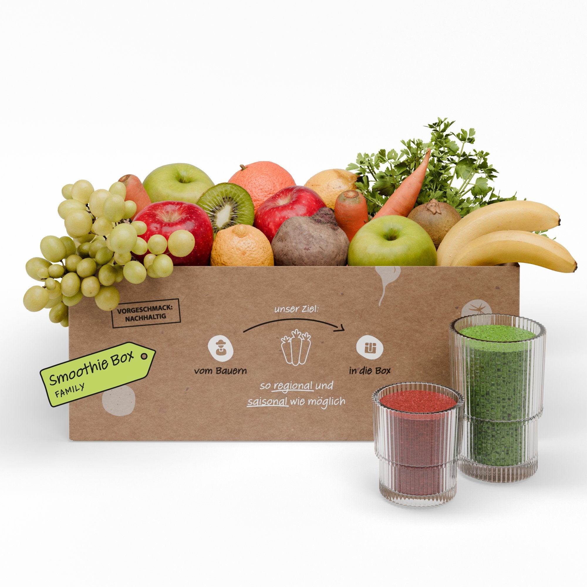 Smoothie-Box Family von Knollenliebe – frisches Obst und Gemüse für die ganze Familie